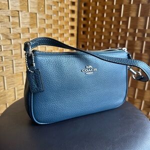 Coach Blue Pebble Leather Wristlet